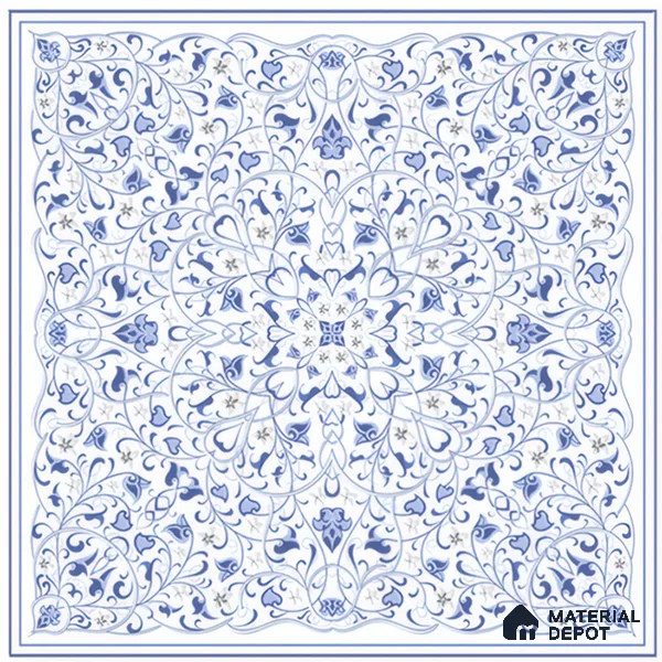 Moroccans Wall & Floor Tile TL 07247 B Azure Lace 1 ft x 1 ft Ceramic Matte Finish - 9 mm | 2 mm Spacer is Mandatory | Suitable For Bathroom, Kitchen, Dining Area | Please Expect a Slight Variation of Pattern